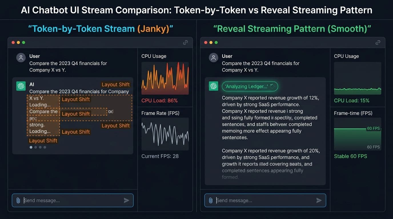 The 'Reveal Streaming' Pattern: Fixing UI Jitter in AI Chatbots