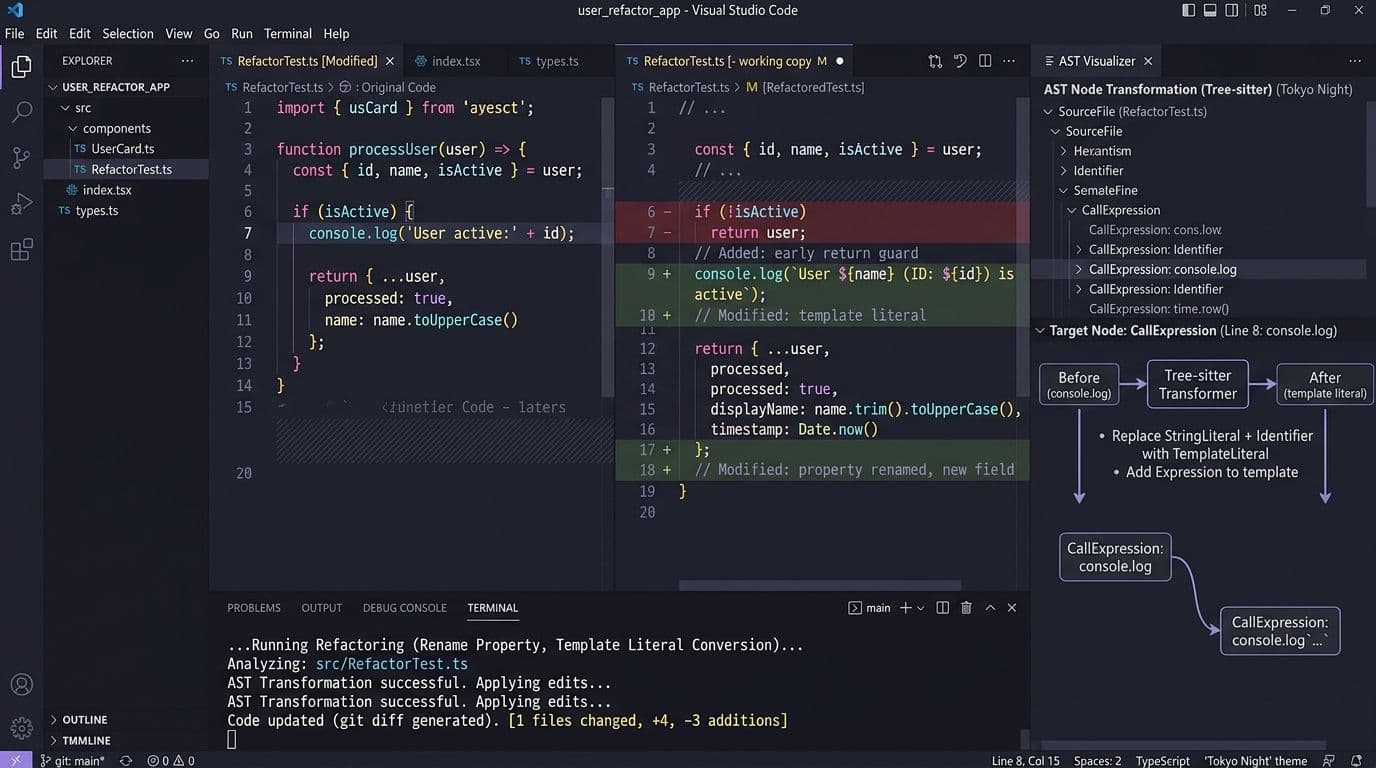 Building Autonomous Code Refactoring Agents with AST Inversion & Tree-Sitter